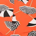 Coral & Jade Apparel, LLC (Bettie Page, Esther Williams, Girl Howdy) Swimwear Girl Howdy Orange & Beach Umbrella Print Bridgette Swim Crop Top