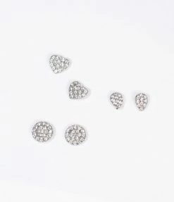 Andrea Bijoux Silver Rhinestone Stud Earring Set