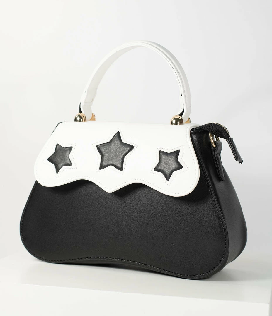 1950s Collectif Black & White Star Sonia Handbag
