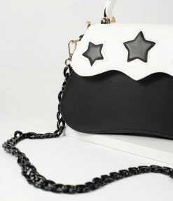 1950s Collectif Black & White Star Sonia Handbag