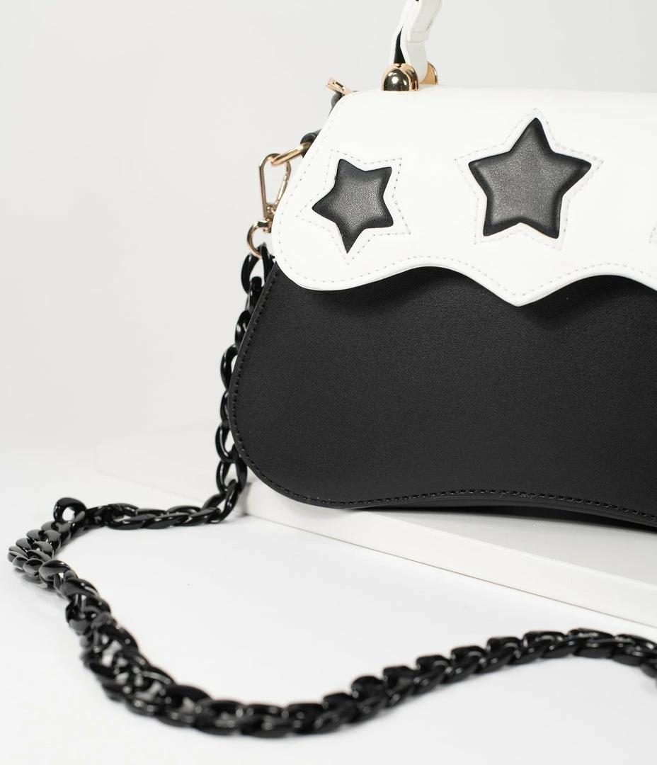 1950s Collectif Black & White Star Sonia Handbag