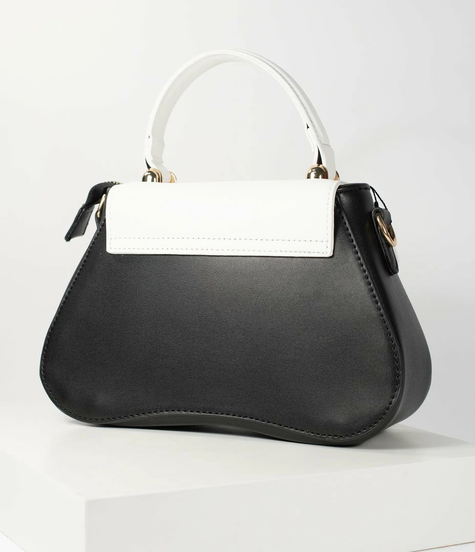 1950s Collectif Black & White Star Sonia Handbag