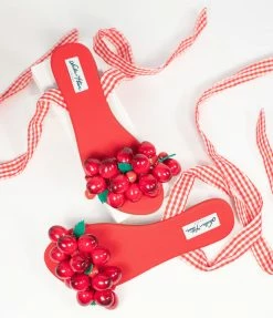 Collectif Red & Cherry Silvia Sandals 1950s