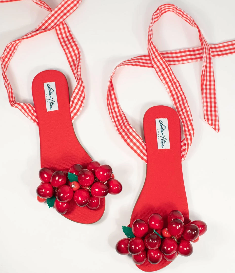 Collectif Red & Cherry Silvia Sandals 1950s