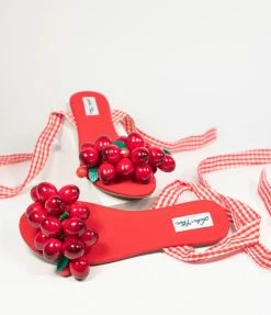 Collectif Red & Cherry Silvia Sandals 1950s