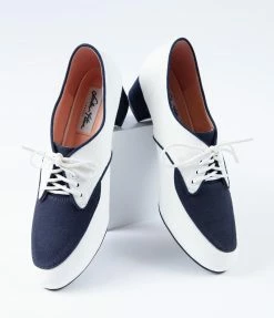 1930s & 1940s Collectif Ivory & Navy Lalie Block Heel