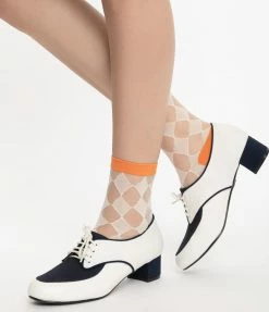 1930s & 1940s Collectif Ivory & Navy Lalie Block Heel