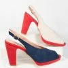Collectif Navy & Ivory Colorblock Suede Peep Toe Ada Heels
