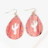 Trend Lab Corp 1970s Red Cactus & Rhinestone Teardrop Earrings