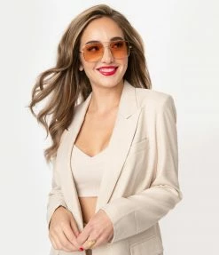 AJ Morgan Eyewear (B2B Wholesale) 1970s Gold & Amber Square Issue Sunglasses