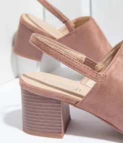 Appleblossom 1960s Retro Style Mauve Suede Slingback Heels