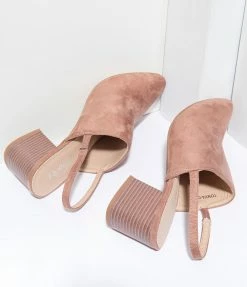 Appleblossom 1960s Retro Style Mauve Suede Slingback Heels