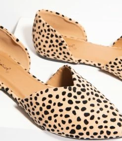Appleblossom Vintage Style Cheetah Suede DOrsay Flats 1970s
