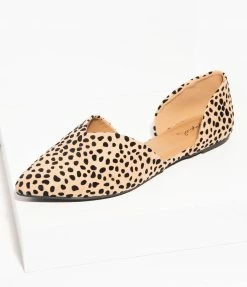Appleblossom Vintage Style Cheetah Suede DOrsay Flats 1970s