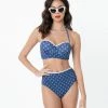 Beach Joy Bikini Retro Style Blue Nautical Anchor Print Two Piece Swimsuit