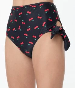 Marina West Swimwear Retro Black & Red Cherry Print Two Piece Swim Set