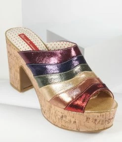 BAIT FOOTWEAR B.A.I.T. Metallic Rainbow Platform Sandals Shoes