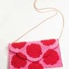 Ricki Designs Pink & Red Floral Rose Beaded Envelope Clutch