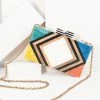 Ricki Designs 1960s Style Rainbow Chevron Wood & Resin Hard Clutch