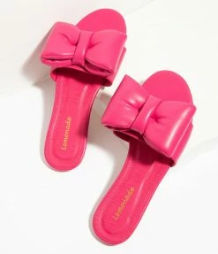 OUR LOVE LETTER INC Hot Pink Leatherette Bow Sandal