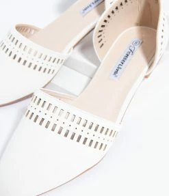 OUR LOVE LETTER INC White Cutout Leatherette Pointed Toe Flats Shoes