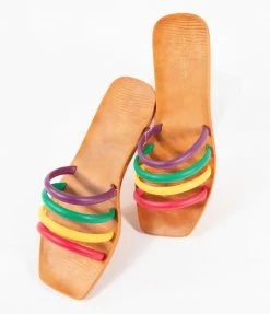 Lets See Style Shoes Rainbow Strap Sandals