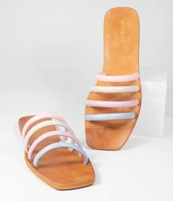 Lets See Style Pastel Rainbow Strap Sandals