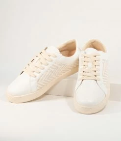 Lets See Style Cream Woven Chevron Sneaker