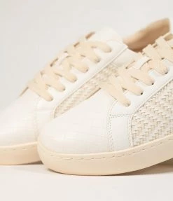 Lets See Style Cream Woven Chevron Sneaker