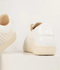 Lets See Style Cream Woven Chevron Sneaker