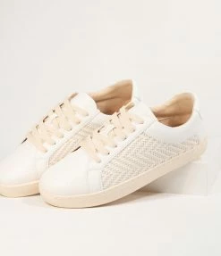Lets See Style Cream Woven Chevron Sneaker