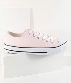 Fashion Emporio 1950s Light Pink Lace Up Canvas Sneakers