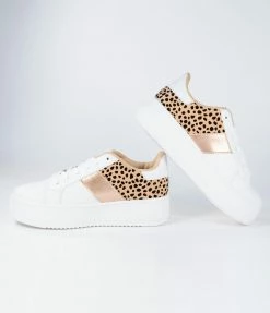 OUR LOVE LETTER INC Shoes White & Leopard Platform Sneakers