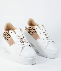 OUR LOVE LETTER INC Shoes White & Leopard Platform Sneakers