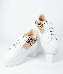 OUR LOVE LETTER INC Shoes White & Leopard Platform Sneakers