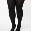 Sky Hosiery (Music Legs) Plus Size Black Nylon Opaque Tights 1950s