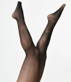 Alibaba (Quanzhou Zike Trading Co., Ltd.) Black & Rhinestone Cherry Opaque Tights