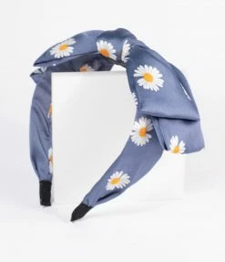 East Egg 1960s Blue Daisy Bow Headband