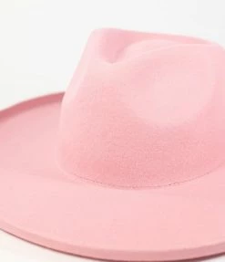 Olive & Pique Blush Pink Wool Wide Brim Fedora Hat Accessories