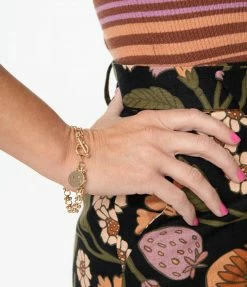 Mark Ashton 1970s Gold Smiley Face Charm Bracelet