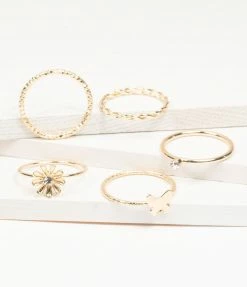Anarchy Street Gold & Rhinestone Delicate Ring Set Accessories