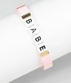 Faire (Ryan Porter) Pink & Gold Babe Word Bracelet