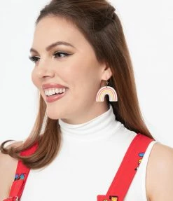 Faire (Sleepy Mountain) 1970s Sunset Rainbow Hoop Earrings