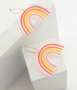 Faire (Sleepy Mountain) 1970s Sunset Rainbow Hoop Earrings