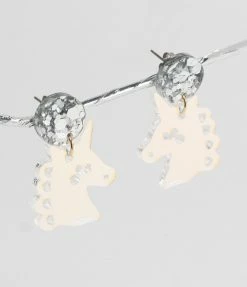 Faire (Sleepy Mountain) Iridescent Unicorn Drop Earrings 1980s & 1990s