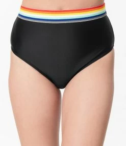 Hangzhou Fuyang Yifeng CO.,LTD Swimwear Pin-Up Black & Rainbow Two Piece Bikini Swimsuit