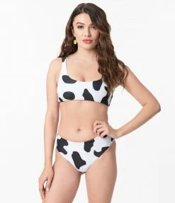 Hangzhou Fuyang Yifeng CO.,LTD Black & White Cow Print Two Piece Swimsuit Swimwear