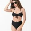 Hangzhou Fuyang Yifeng CO.,LTD Pin-Up Style Black Halter Two Piece Bikini Swimsuit Swimwear