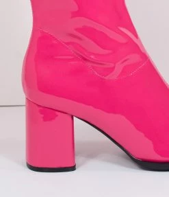 Pleaser Hot Pink Patent Leatherette Knee High Go Go Boots 1960s