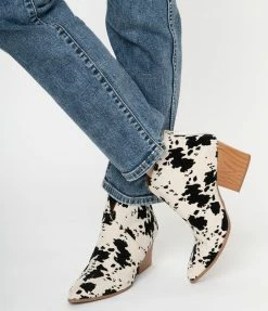 Shoe La La Cow Print Suede Heel Booties